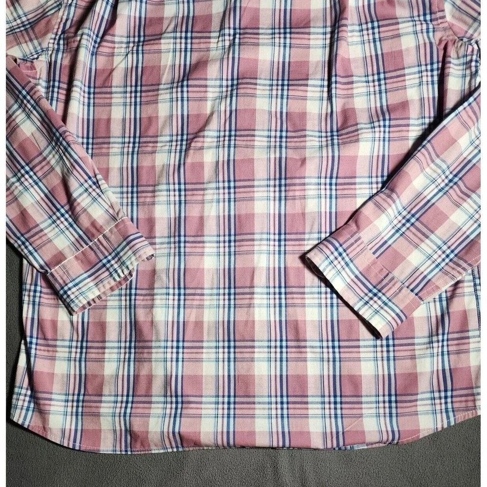 Sonoma Dress Shirt Mens Large White Red Plaid Button Down Collared Long Sleeve
